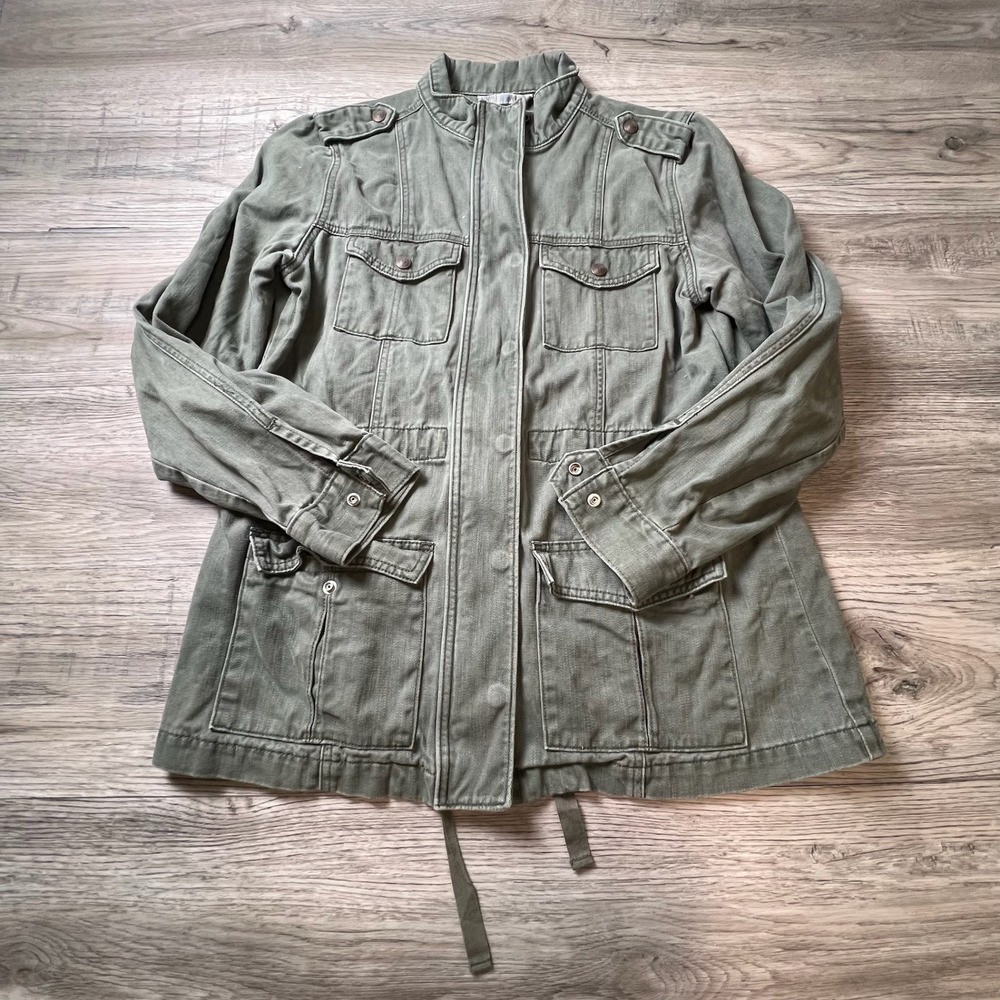 Levis Field Jacket Womens Large Olive Green Utility Military Cotton Coat L